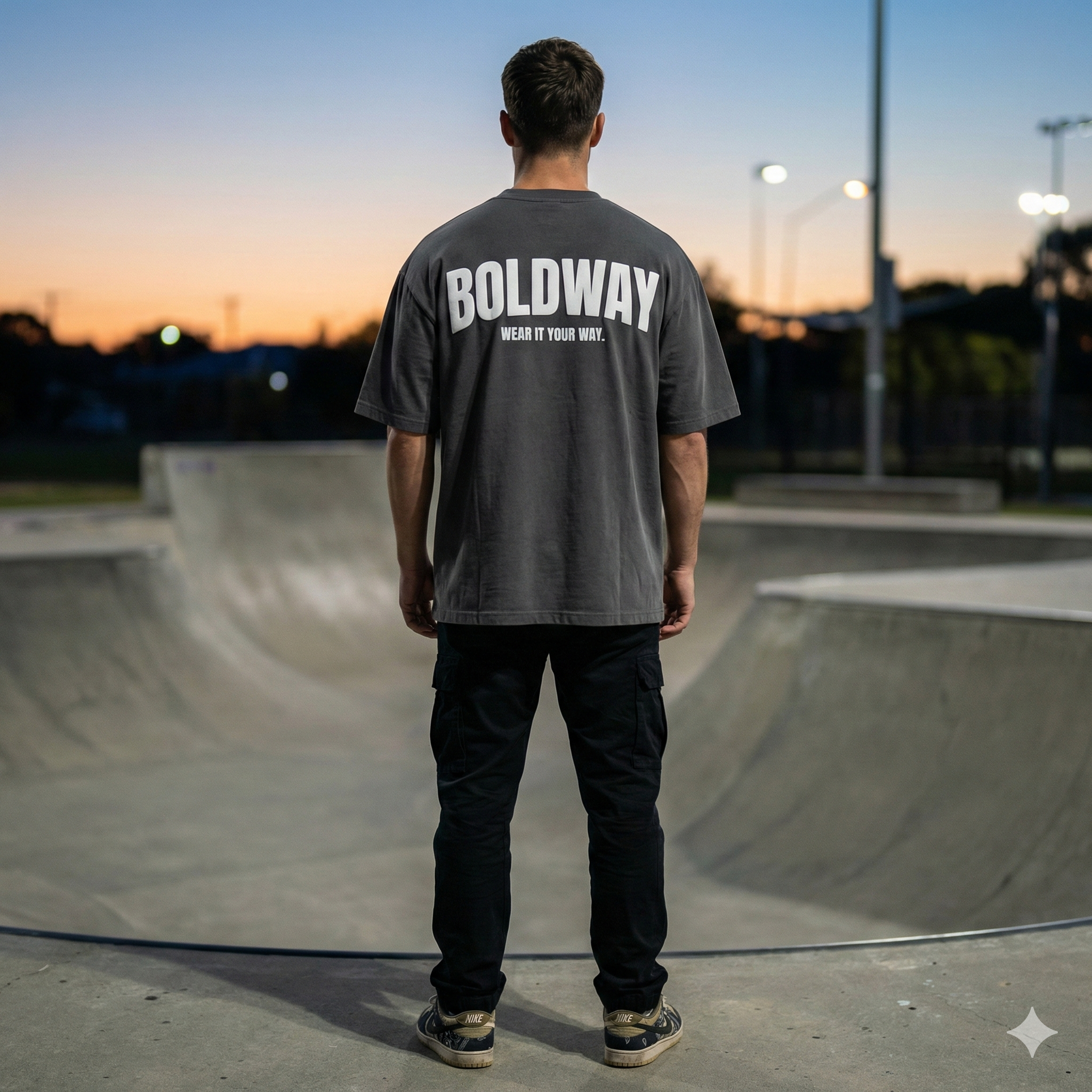 BOLDWAY Signature Drop-Shoulder T-Shirt - Asphalt
